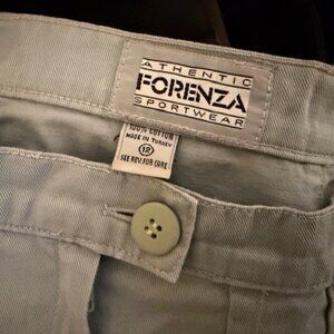 Vintage long pencil skirt, with slit, canvas, Forenza, gray/turquoise, Size L